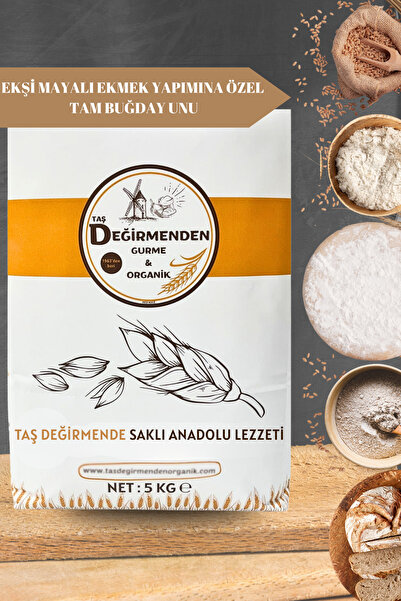Taş Değirmenden Organik Ekşi Mayalı Ekmek Yapımına Özel Tam Buğday Unu - 5 Kilo