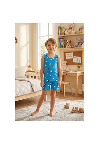 elmas kids Set boxer pentru băiat din bumbac albastru Duck Skateboard cu model