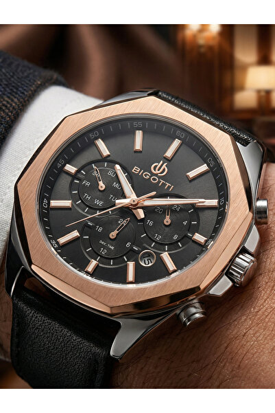 Bigotti Raffinato Black Genuine Leather Watch for Men BG.1.10686-4