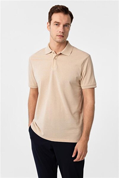 SÜVARİ Bej Regular Armürlü Polo Yaka Tişört