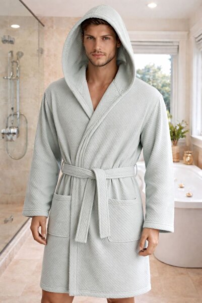 MADAMİN HOME Hooded Bathrobe Light Blue