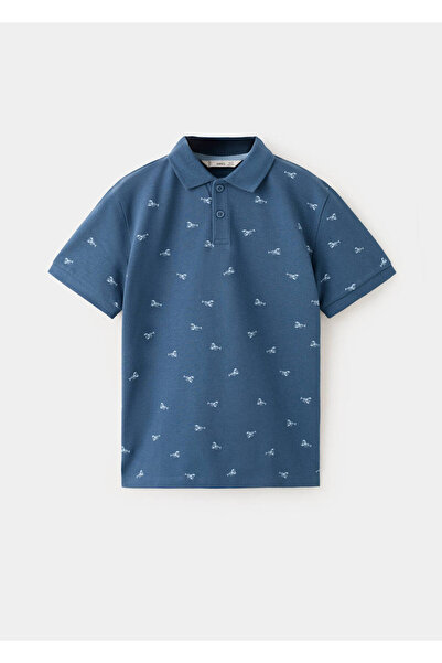 MANGO Kids Desenli pamuklu polo gömlek