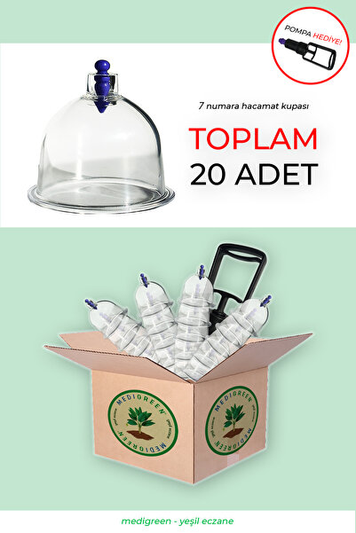 MediGreen 21 Parça Canlandırıcı, Selülit ve Çatlak Giderici 7 Numara Hacamat Kupası & Masaj Seti