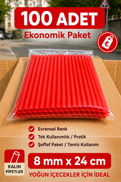 ardin Renkli Kalın Frozen Pipet 8mm 24cm