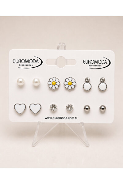 Daisy White Heart Pearl Earrings Set of 6