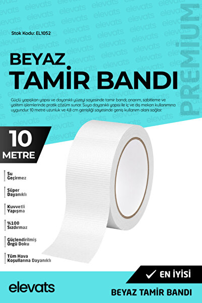 Elevats Premium 10 Mt. Beyaz Tamir Bandı 48 Mm Tamir Bant