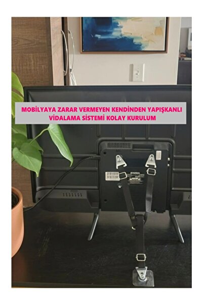 usin Y Tipi Metal Toka Mobilyaya Kendinden Yapışkanlı LCD TV Kemeri Çoçuk Dep...