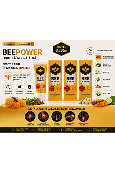 Extramall Pachet Bee Power Gel Împotriva Durerilor Reumatice 2+1 Gratuit