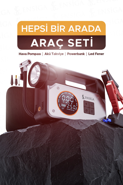 EN SİGA Akü Takviyeli LCD & Powerbank MAh LCD Ekranlı Çok Amaçlı Pompa Ekranl...