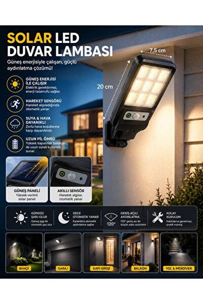 keyfisepet en keyifli sepet Solar Güneş Enerjili Led Bahçe Aydınlatması 3 Mod...