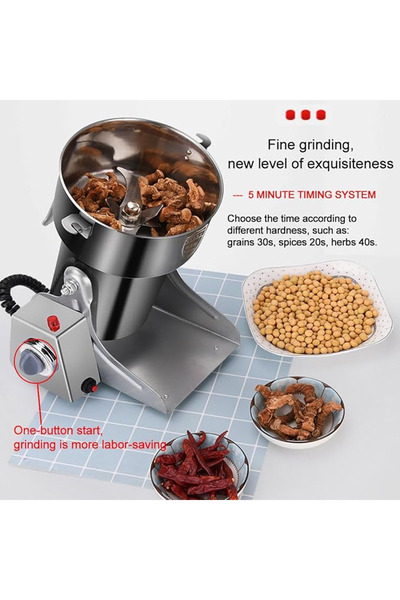 Generic Powder Grinder – Stainless Steel High-Speed Grinder 500g | Dry Spice & Herb Grinder | 100% Copper Motor, Swing Type, Timer Function