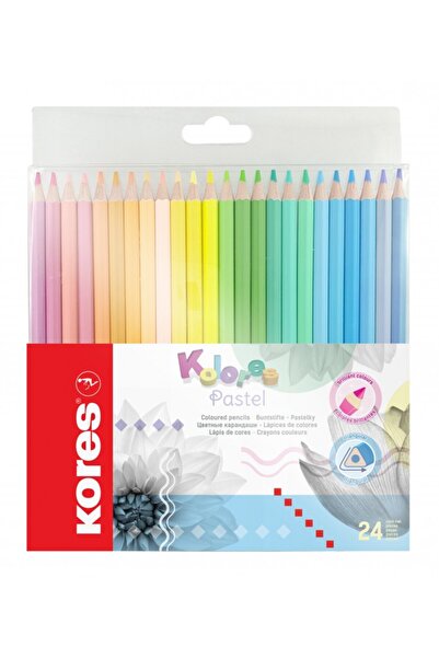 kores Creioane colorate 24 de culori pastelate triunghiulare