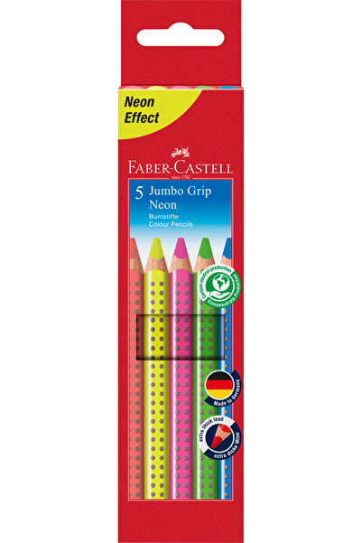 Faber Castell Creioane colorate Jumbo Grip Faber-Castell, 5 culori neon