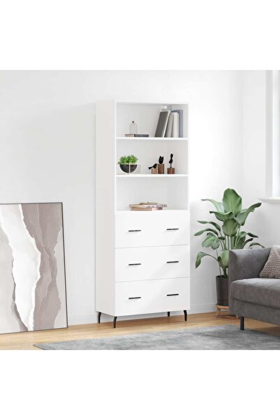 Concept Dulap înalt, alb, 69,5x34x180 cm, lemn compozit