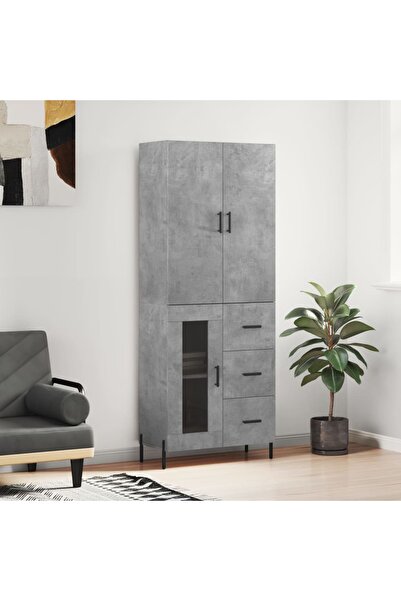 Concept Dulap înalt, gri beton, 69,5x34x180, lemn compozit