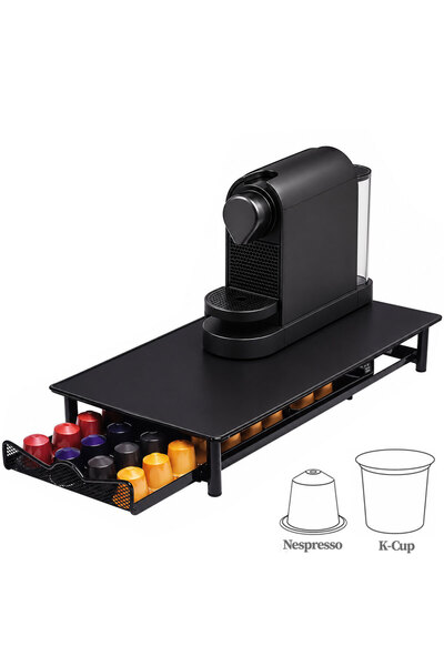 Callena Suport capsule cafea 40 Nespresso Original, Lavazza Blue, negru, meta...