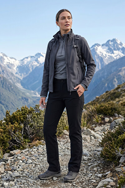 OSTORM Spence Siyah Softshell Outdoor Kadın Pantolon % 95 Polyamid % 5 Likra
