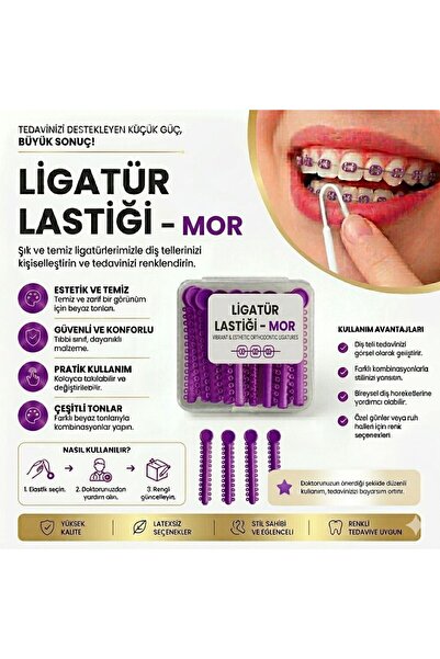 First Class Elastik Ligatür Lastiği Mor Renk 2 Adet Çubuk (26 HALKA)