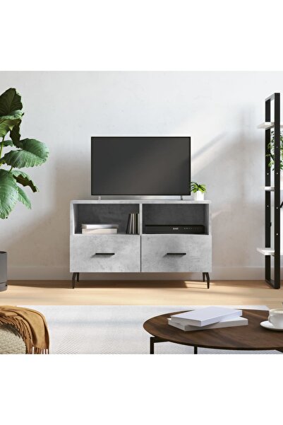 Concept Comodă TV, gri beton, 80x36x50 cm, lemn compozit