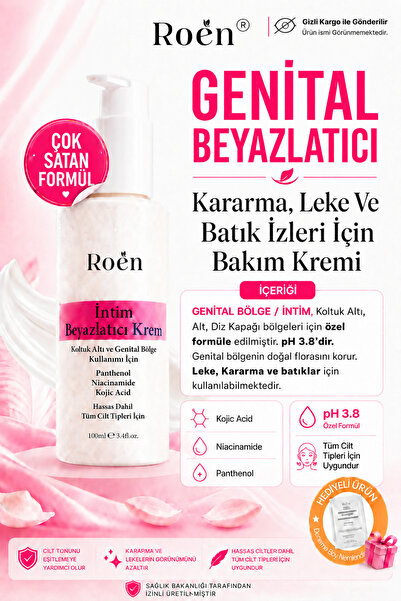 Roen Genital Bölge Beyazlatıcı Krem, Bikini Bölgesi, Dirsek, Koltuk Altı, İnt...