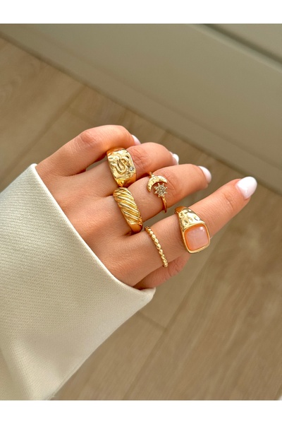 YOUES JEWELRY 5'Li YÜZÜK SETİ KADIN YÜZÜK SETİ