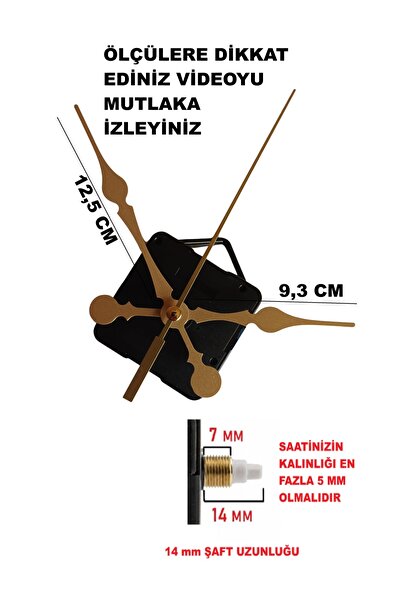 CNR SHOP Saat Makinesi, Akar Sessiz Duvar Saati Mekanizması, 14 MM şaft, Akre...