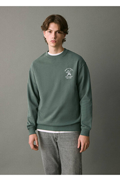 Mango Teen Desenli pamuklu sweatshirt