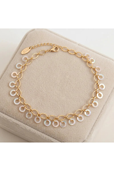 Siya Silver Special Series Reflective Sequin Steel Anklet