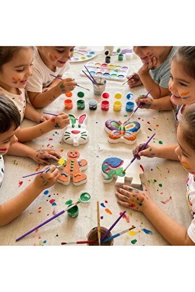 Loyameri Kidsshop 12’ li Taş Boyama Etkinlik Seti, Fırça ve Boya Dahil