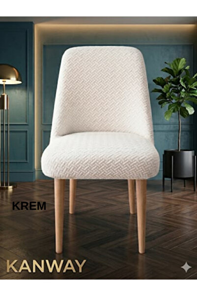 kanway Zincir Desen Kumaş Oval Sandalye Kılıfı Likralı Yuvarlak Sandalye Örtü...