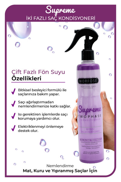 Morfose Çift Fazlı Supreme Fön Suyu 400 ml - Mat, Kuru ve Yıpranmış Saçlar