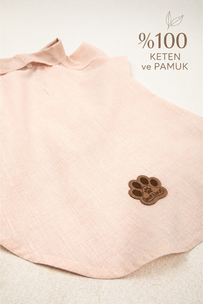 Buf & Buf Kedi Köpek Kıyafeti Gömleği Toz Pembe %100 Pamuk Keten İlkbahar Yaz