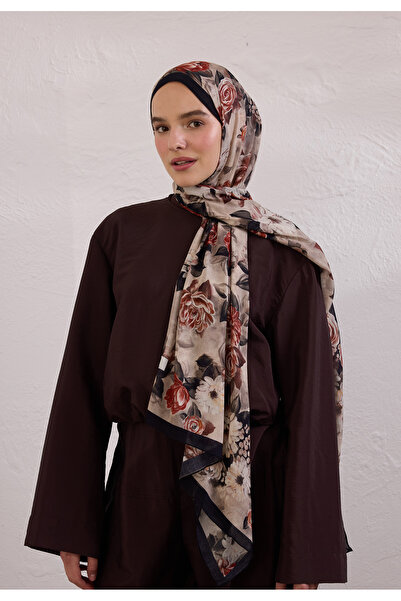 Freshscarfs Magnolıa Desen Rami Şal Siyah