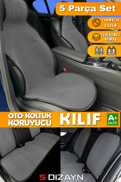 S Dizayn S-Dizayn Oto Koltuk Koruyucu Kılıf Set Füme Universal 2+3 Parça Ön A...