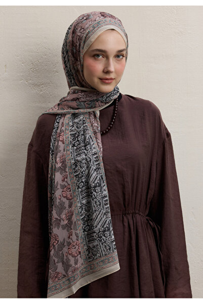 Freshscarfs Adella Desen İpek Krep Şal Gülkurusu