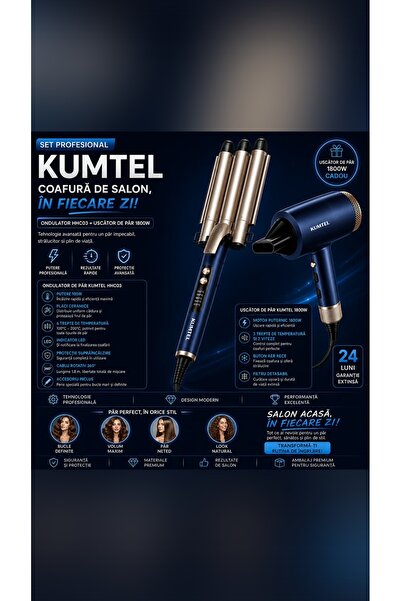 world of beauty Set Profesional KUMTEL, Ondulator par ,Bucle, 3 elemante cera...