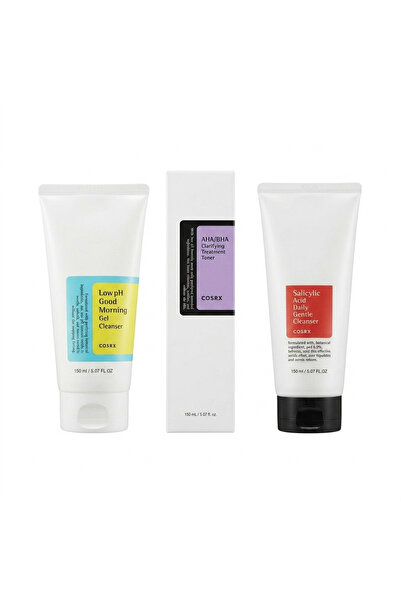 cosrx snail Set Curățare Completă - Gel Low pH + Gel Salicylic + Toner AHA/BHA