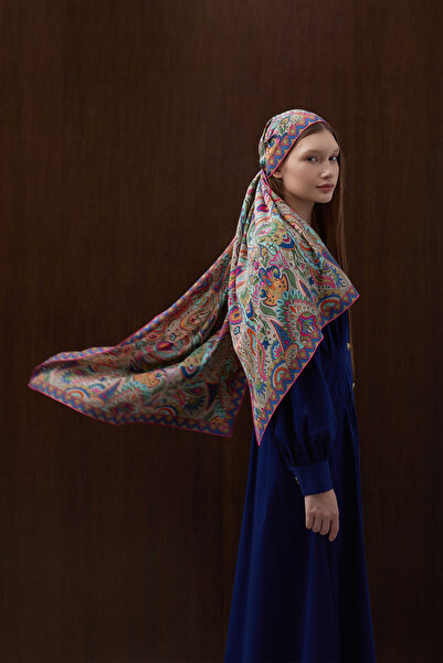 SUENOSCARF Parisa Pink Paisley Desen %100 İpek Şal