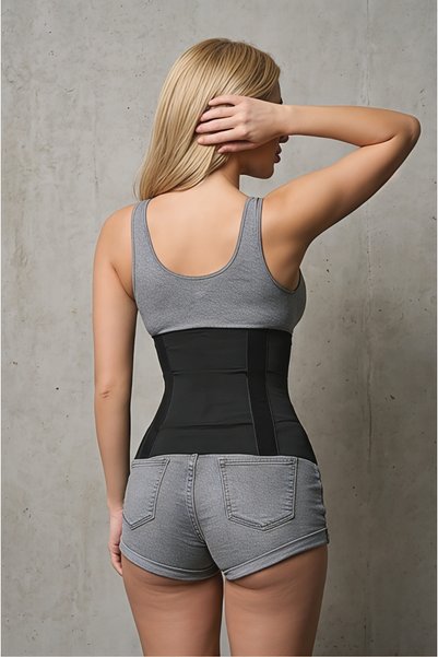 AZURİNE Latex Hourglass Look Waist Corset with Clasps