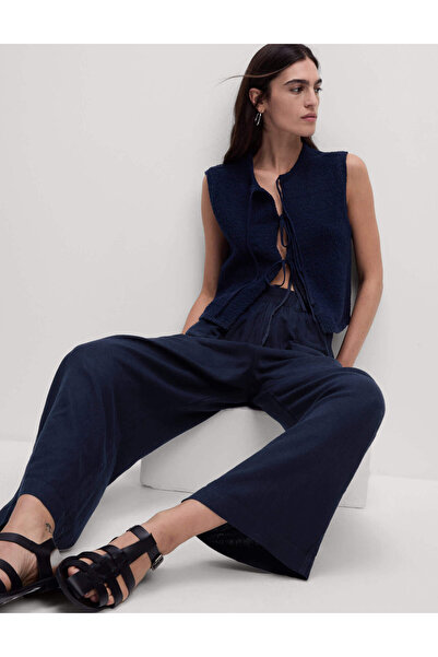 Marks & Spencer Keten Karışımlı Geniş Paça Pantolon