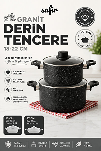 MEŞELER safir granit derin tencere
