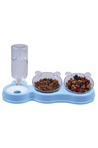 Glipet Çift Hazneli- 3' Lü Beslenme Mama Ve Su Kabı 500ml 36*21*16 Cm