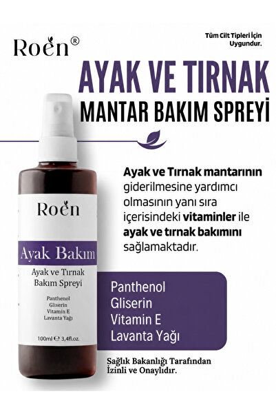 Roen Ayak Ve Tırnak Mantarı, Kötü Koku ve Mantar Bakım Spreyi Panthenol Ve Vi...