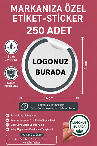 GSticker Kişiye Özel Firma Şirket Marka Butik Logo Sticker Paketleme Kargo Am...
