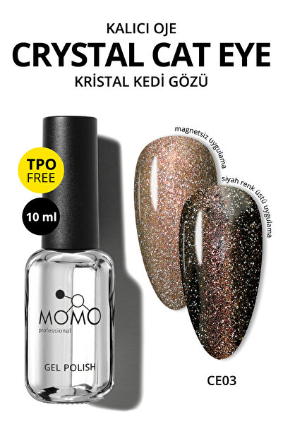 MOMO professional Kristal Kedi Gözü Kalıcı Oje CE03, Yarı Şeffaf, Bronz, 10 ml