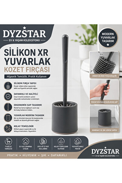 DYZSTAR Perie rotundă pentru toaletă din silicon XR, gri antracit, perie pent...
