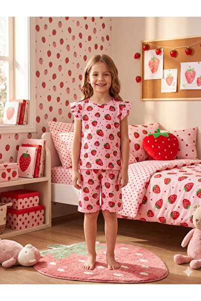 Pajama Shop Devojčice, pamučna letnja tanka tkanina, roze pidžama sa uzorkom ...