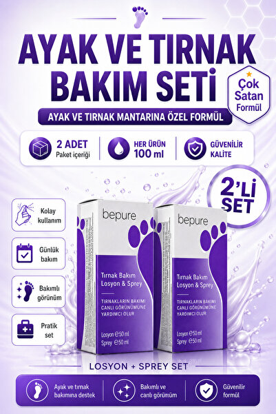 Bepure Ayak Ve Tırnak Mantar, Kasıntı ve Koku Losyon Ve Sprey Seti 200 ml (2 ...