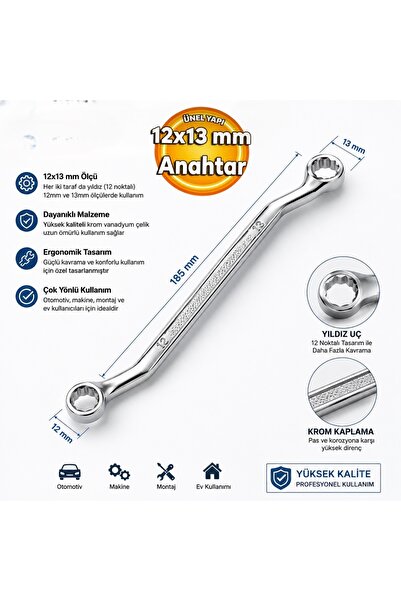 Terafix Tera Parlak İki Ağız Yıldız Anahtar 12x13 mm
