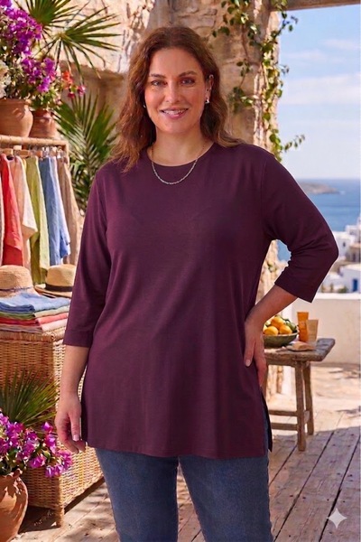 elma abone Plus Size Combed Tunic